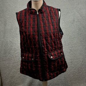 croft & barrow Red and Black Quilted Plaid Vest